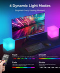 4 Inch RGB LED Cube Mood Light Tesseract Cube with 16 Color Options on gaming desk setup with remote control.