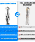 Comparison of tungsten carbide drill versus standard market drill emphasizing durability, spiral design, and advanced technology.