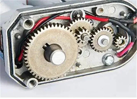 Close-up view of the gear assembly in the Heavy Duty Nema 17 Linear Actuator System Featuring Slick Telescopic Rod Extension.