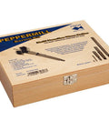 Premium Four Piece Forstner Bit Set Built For No Headache Splinter Free Cuts with wooden box and detailed instructions