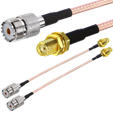 2 Pack RG316 Coax Cable SMA Female To UHF SO239 6 Inch Pigtail Jumper Extension For CB Radio GPS Antenna