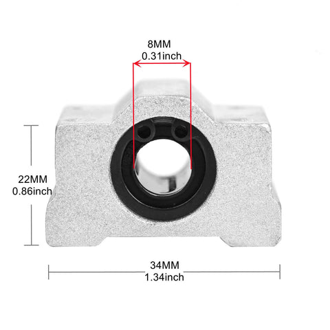 Front view of Four Pack Dope SCS8UU Linear Motion Ball Bearing Slide Units With 8mm Inner Diameter For CNC Machines And 3D Printers