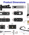 Heavy Duty Hidden Door Hinge By AURIXUS With 573 Lb Capacity dimensions and components including goggles and pencil