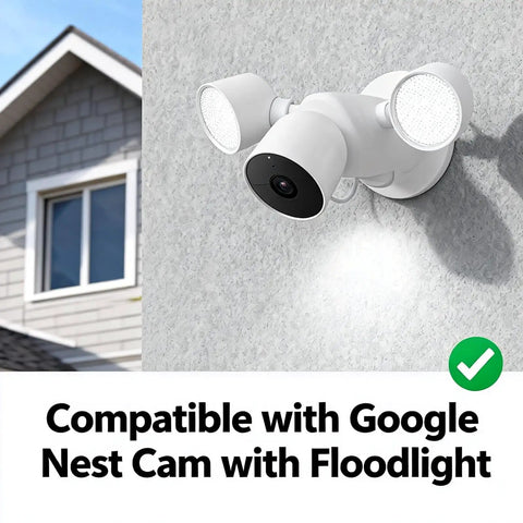 Rock Solid 10 Pack Stainless Steel Mounting Screws For Google Nest Cam Floodlight installed on exterior wall.