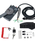 Side Mount Remote Control Box For Yamaha 10 Pins Outboard With Right Hand Operation and accessories shown