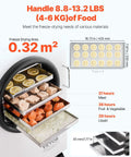Home Kitchen Vacuum Freeze Dryer Dope For Meal Prep With 4 Layer Trays And Adjustable Timer And Temperature, Freeze Dry 8.8 to 13.2 Lbs Per Batch For Fruits Veggies Meat And Seafood, Great For Long Term Food Preservation showing layered trays with food
