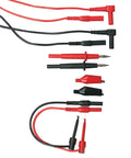 TL809 Electronic Test Lead Kit With Dual Alligator Clips And Removable Insulators, Plunger Mini Hooks, Pro Grade Heavy Duty Four Inch Probe Handles