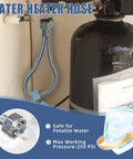 2 Pack 1 Inch Flexible Water Line And Water Heater Hose 1 FIP To 1 FIP 24 Inch Stainless Steel Corrugated Connector Softener Flex Hose For Tankless Water Heaters Internal Diameter 0.95 Inch Easy Install in use, connected to a tankless water heater.