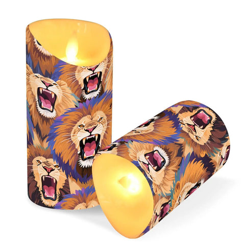Dope Remote Control Led Flameless Candle Set Of Two battery operated candles with lion design, ideal for stylish home decor.