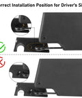 Correct installation position for Heavy Duty Aluminum Sun Visor Repair Kit With Rugged Mounting Clips on driver's side.