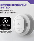 Hardwired Two In One Smoke And Carbon Monoxide Detector With Ten Year Battery Backup, Voice Alerts, Interconnectable LED Warning Indicators, And A Four Pack For Whole Home Safety. UL certified smoke and CO detector