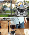 Portable Butane Burner For Siphon Coffee Maker With Adjustable Flame And Furnace Stand, ideal for camping and home brewing.