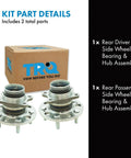 Rear Wheel Bearing And Hub Assembly Set Two Piece For Hyundai Azera Sonata Tucson Kia Cadenza Optima And Sportage Includes Rear Driver Side And Rear Passenger Side Replacement Hubs