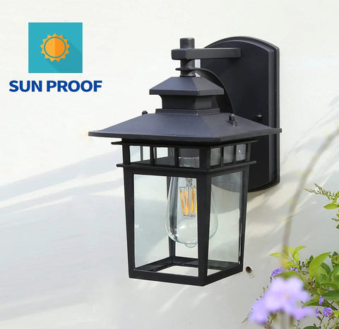 Modern Black Exterior Porch Light Wall Mount Lantern for Home Front Porch Patio Waterproof Outdoor Aluminum Clear Glass 1 Pack Anti Rust Weatherproof Exterior Lighting Fixture Built To Last