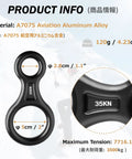 35 kN Figure 8 Descender Rigging Plate for Rappelling Belaying and Tree Climbing with dimensions and material info