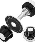 Dope 10K Potentiometer With A03 Knob And Dial For Inverter Speed Control Single Turn Carbon Film Rotary Potentiometer 10K Ohm 300 Degree Travel 6mm Shaft 9mm Thread 1.6 By 1.5 Inch Body, black knob and dial