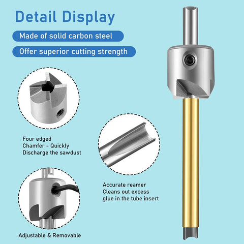 Detail of Seven Piece Pencil Trimmer Kit For Pen Turning Pro Grade Precision Cutter System showing chamfer and reamer features.