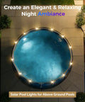 Top view of framed pool with Six Pack Solar Pool Lights For Framed Above Ground Pools Waterproof Outdoor Garden Night Lights