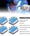 Heavy Duty 4 Piece Magnetic Welding Positioner Kit With Strong Suction Holds Up To 13KG showing four magnets for multi angle fixing.