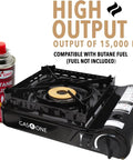 15,000 BTU Dual Fuel Portable Camp Stove With Carry Case For Propane Or Butane Piezo Ignition Includes 4 Butane Cans