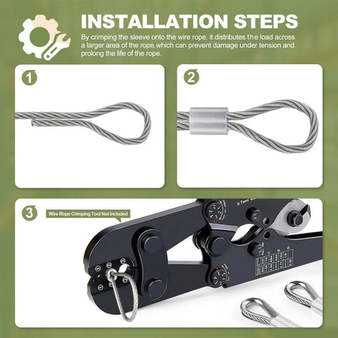 100 Pcs M2 Aluminum Crimp Sleeves For Wire Rope Ends Double Barrel Ferrules Easy Install Loop Crimps Protective Wire Rope End Caps For Heavy Duty Applications on wire rope loop