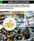 Brass Compression Sleeve Ferrule Kit 280Pcs Six Sizes 1/2 To 1/8 Inch Assortment installed in industrial machinery for pipes.