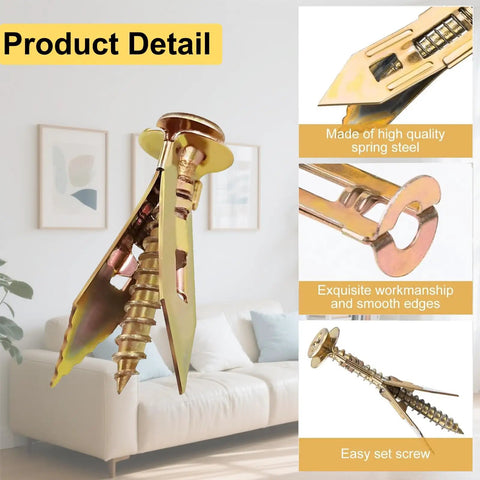 Close-up of 160 Pcs Self Drilling Drywall Anchors With Screws Kit showing detailed design and zinc-plated steel material