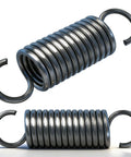 Sturdy Two Pack Recliner Tension Springs Precisely 2 7/8 Inches Long With 18 Tight Coil Windings viewed from different angles.