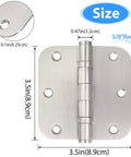 Stainless steel door hinge, 3.5 x 3.5 in, ball bearing, 5/8 in radius corners, heavy-duty, silver, 3-pack