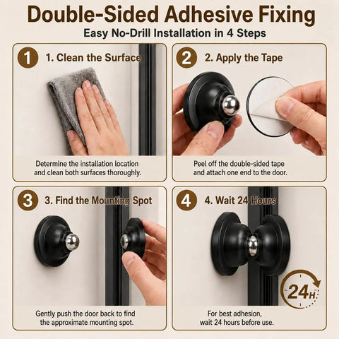 Installation steps for RV Magnetic Door Catch with Adhesive and Screw Mounting, Beefy Heavy Duty Camper Door Holder. 2 Pack.
