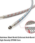 Hassle Free 24 Inch Braided Sink Hose And Faucet Supply Lines With 3/8 Female To M10 Male Connectors showing stainless steel braided design.