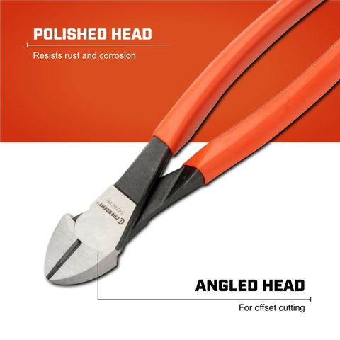 Heavy Duty 8 Inch Diagonal Cutting Pliers with Angled Head for Precision Wire Cutting, Offset, Flush Cuts, Durable Model 5428CVN