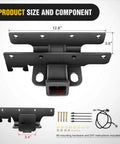 2 Inch Rear Hitch Receiver Kit For 2007 To 2018 Jeep Wrangler JK 4 Door And Unlimited With 4 Pin Wiring Harness