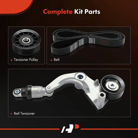 Honda HRV Serpentine Belt Drive Kit With Tensioner Replacement For 2016 Through 2020 1.8L Models Includes Serpentine Belt Tensioner And Tensioner Pulley Plug And Play, belt and pulley set