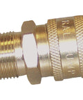 Ball Type Quick Connect Pressure Washer Coupler M22 To Three Eighth Inch Brass, 4000 PSI, side view