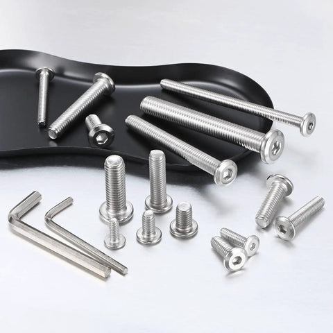 Heavy Duty All Purpose Flat Head Socket Cap Screws Kit M5x30mm 304 Stainless Steel Hex Drive Fasteners With Hex Key For Machine Furniture Automotive Marine Full Thread Bolts 10 Pack