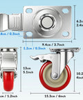 Heavy Duty 4 Inch Caster Wheels Set Of 4 Built Different 2200 Lb Industrial Grade Swivel Casters With Dual Locking Brakes dimensions and details.
