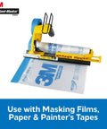 Hand Masker Painter Tape And Masking Film Dispenser Kit with 12 inch blade and surface safe tape film set shown with packaging