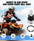 Upper And Lower Front Ball Joint Kit For Polaris RZR 570 800 900 All Models Ranger Sportsman Scrambler Replace 42 1037 7061187 7081505 7081580 7081666 7081924 Beefed Up Heavy Duty UTV Suspension Joint, front ball joint with dust boot