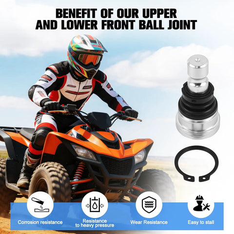 Upper And Lower Front Ball Joint Kit For Polaris RZR 570 800 900 All Models Ranger Sportsman Scrambler Replace 42 1037 7061187 7081505 7081580 7081666 7081924 Beefed Up Heavy Duty UTV Suspension Joint, front ball joint with dust boot