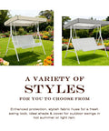 Beefed Up Outdoor Swing Canopy Replacement Cover Waterproof Top For 75x47 And 84x48 Inches showcasing beige cover on garden swing