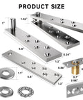 Hidden Door Hinge Pivot Hardware With 360 Degree Rotation For Murphy Bookcase Heavy Duty Hinge Kit Up To 300 Lbs with dimensions