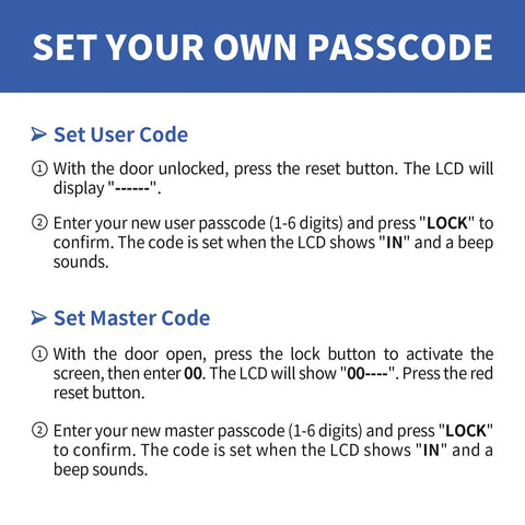 Instructions for setting user and master codes on Tough As Nails Heavy Duty 9.2 Cu Ft Fireproof Safe with LED