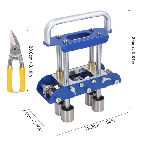 Lightweight 3 Station Sheet Metal Bender Roller for 0 To 90 Degree Bends with cutters, ideal for steel, aluminum, copper.