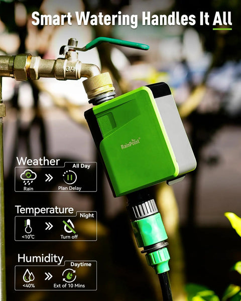 WiFi Hose Timer With Brass Inlet Smart Sprinkler Timer For Garden Hose with app control connected to outdoor tap