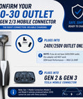 Image showing the Nema 10 30 Adapter For Tesla Mobile Connector Gen 2 And Gen 3 EV Cable with 240V plug specifications.
