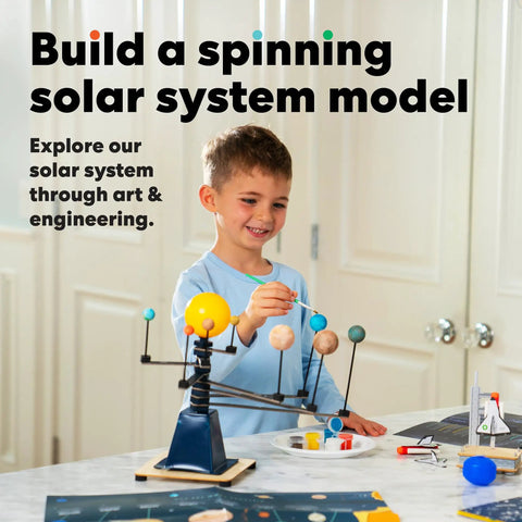 Science Explorer Gift Bundle For Kids 5-9: Geologist, Astronaut And Paleontologist Kits, Hands On STEM Projects, Space And Earth Science Fun, Build, Explore, Dig And Learn, boy painting solar system model