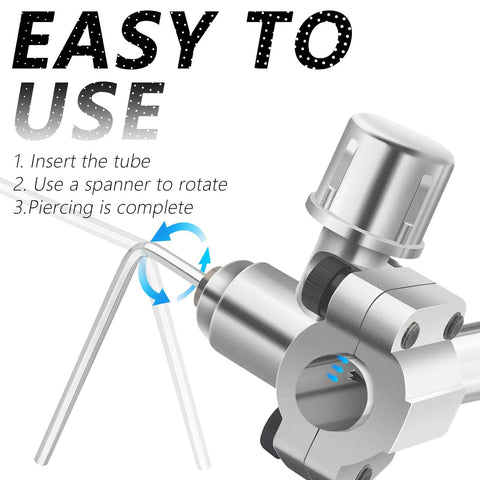 Bullet Piercing Valve Kit For Refrigerator 2 Pack Anti Rust Fits 1/4 Inch, 5/16 Inch And 3/8 Inch OD Pipes showing use instructions