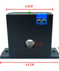 No Fuss AC Current Sensing Relay With 0 To 30 Amp Range Featuring Normally Closed Contacts and Lightning Fast Solid State Triggering, front view with dimensions.