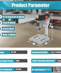 A Smooth Operator Benchtop Drill Press Designed to Handle Any Project Without Breaking a Sweat Delivers Up to 16000 RPM With Its 340 Watt Motor Featuring Three Adjustable Speeds and a Built Laser Sight for Spot On Accuracy, showcasing product parameters and dimensions.
